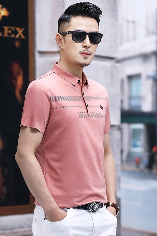 B7346钱塘2020-1夏季男士冰丝短袖polo衫T恤翻领男装商务休闲P58,男装T恤,钱塘207-1