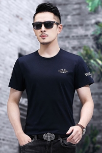 B7711钱塘2020-1夏季男士时尚短袖圆领基础T恤冰丝男装休闲P55图片