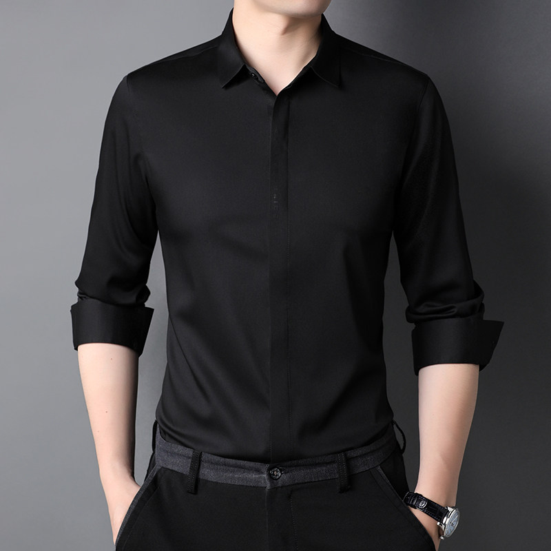J767钱塘2020-1秋冬男士长纯色衬衫男士休闲长袖免烫商务P72图片