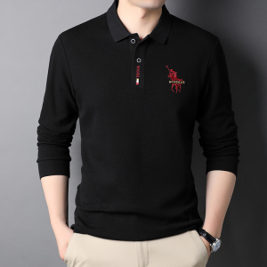 J849錢塘2020-1秋冬主推男士長袖刺繡T恤精品高端翻領品牌休閑P50圖片