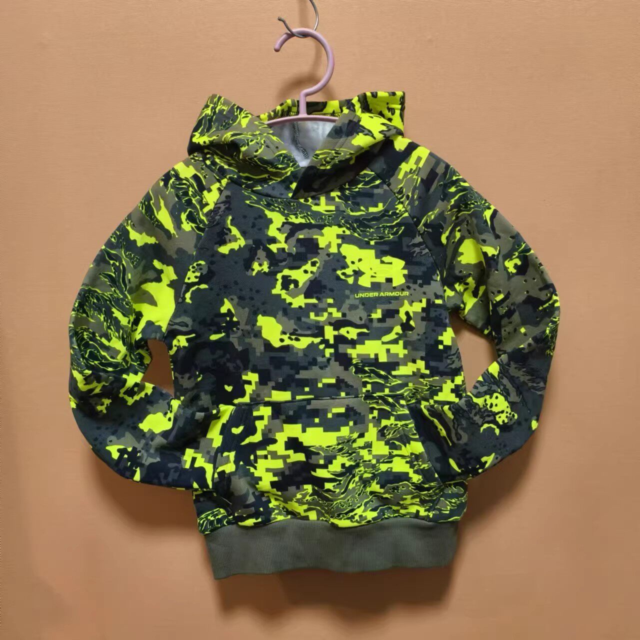 安德玛儿童男童秋冬季加绒连帽卫衣针织套头衫薄绒款 断码处理