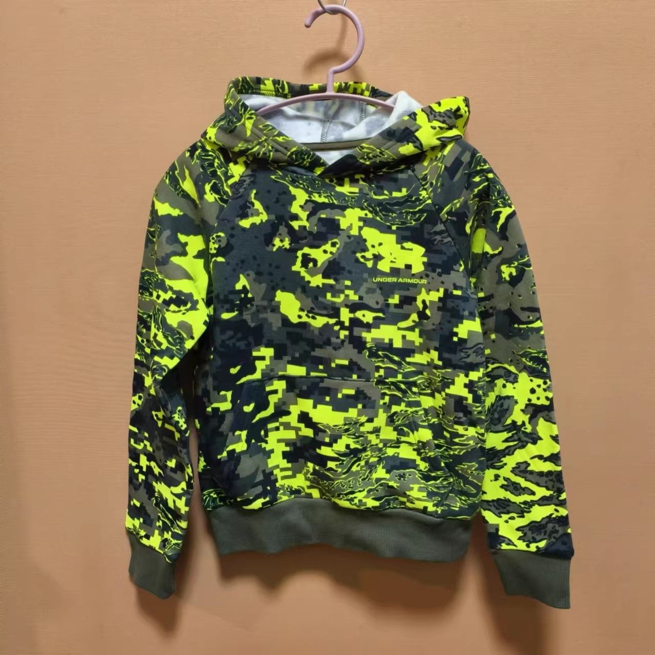 安德玛儿童男童秋冬季加绒连帽卫衣针织套头衫薄绒款 断码处理