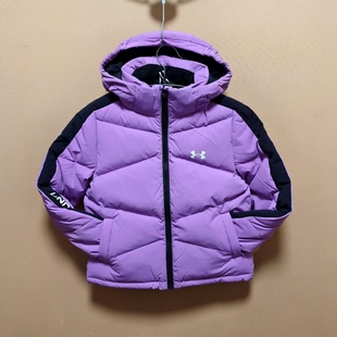安德玛儿童女小童短款羽绒服冬季保暖防风厚连帽运动外套断码处理