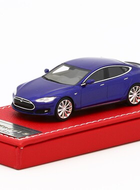 1/64 VIP樹脂模型特斯拉MODEL S精品仿真汽車玩具藍色