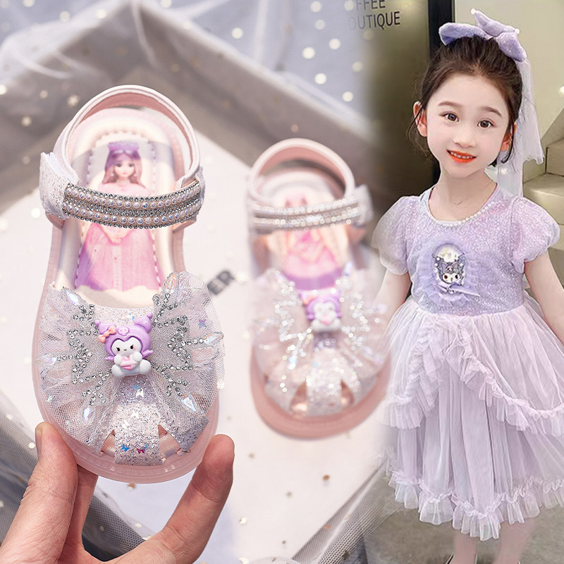 亮灯包头女童凉鞋2026新款小女孩公主风软底女宝宝鞋发光鞋1-6岁3