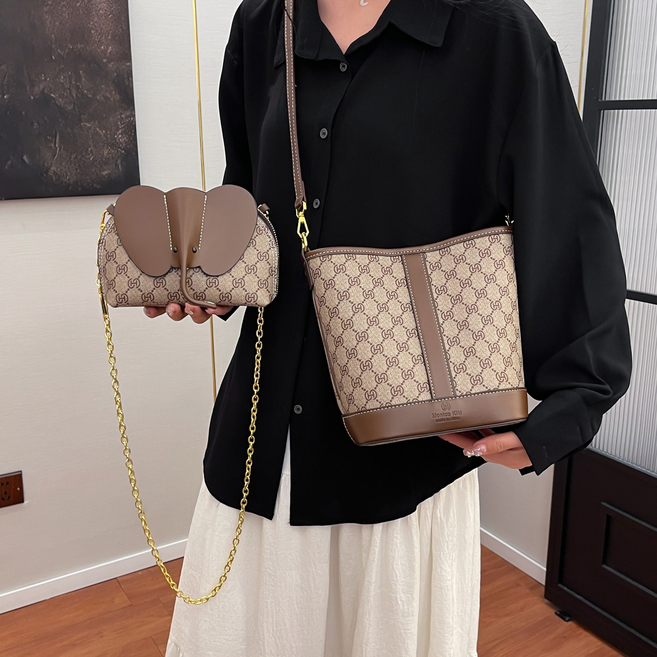 小众设计感子母包2025新款时尚百搭链条复古腋下斜挎肩包轻奢大气,箱包皮具/热销女包/男包,水桶包,淘宝优惠券,粉丝福利购,淘宝优惠卷