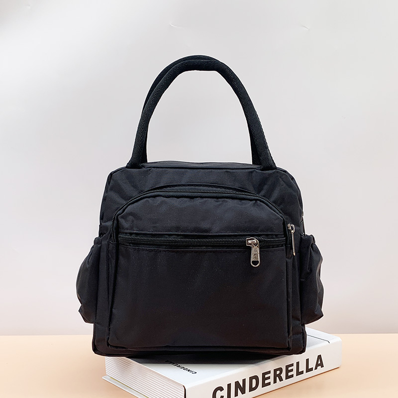 高级感手提包防水纯色多功能妈咪包上班便当包时尚格手拎包饭盒袋