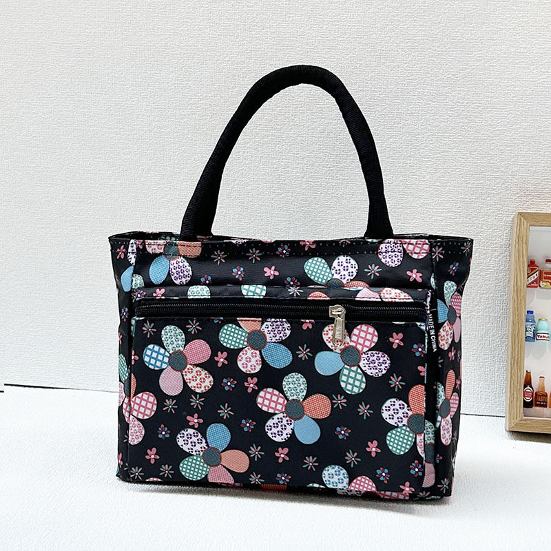 女士上班拉链款手提包外出时尚轻便手拎包带娃妈咪包花卉小布包