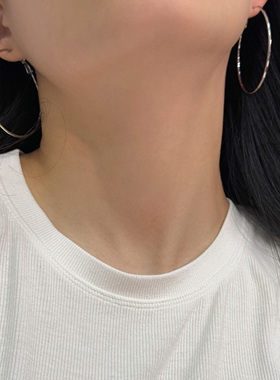 FLOAT浮漾简约小众设计金属大耳圈女2024年新款气质素圈耳环耳夹