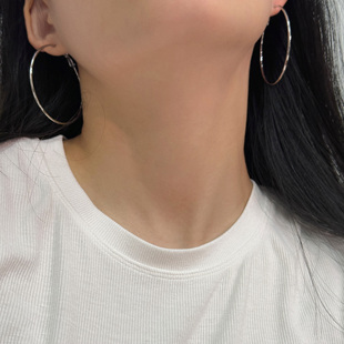 FLOAT浮漾简约小众设计金属大耳圈女2024年新款 气质素圈耳环耳夹