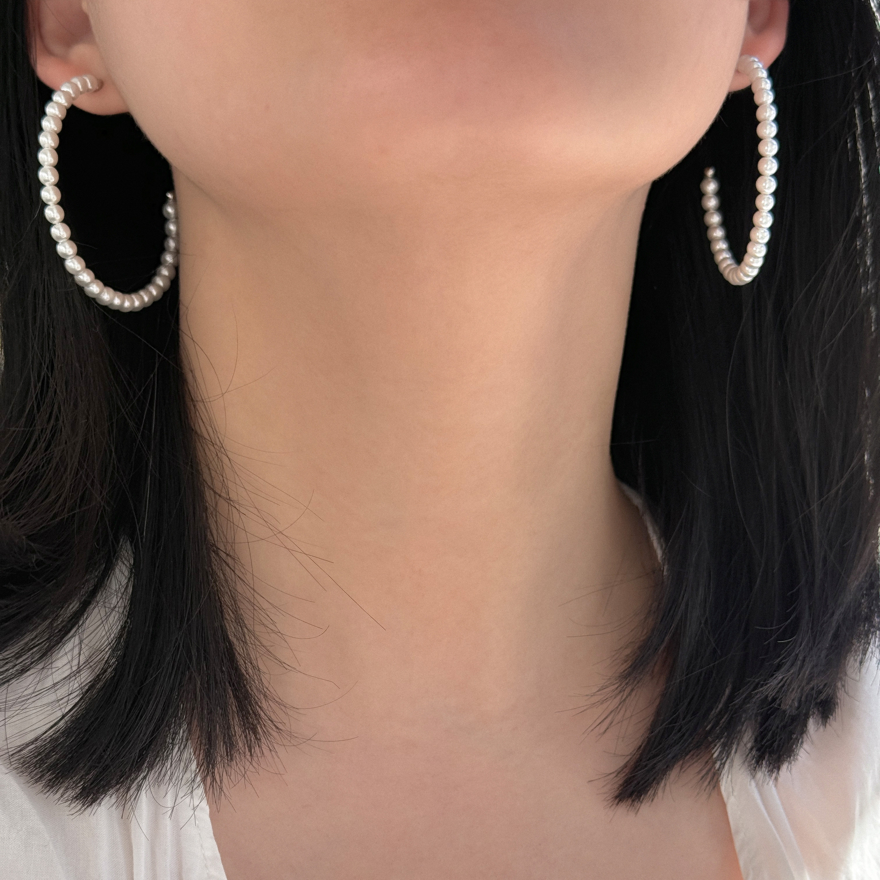 浮漾复古C形珍珠耳夹925银针