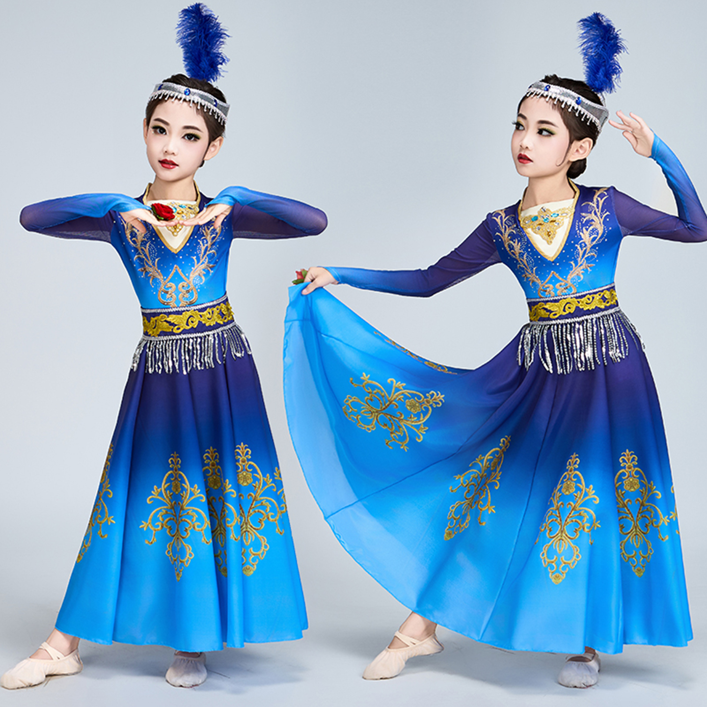 新疆舞儿童演出服小古丽民族服装女童新疆维族维吾尔族表演舞蹈服