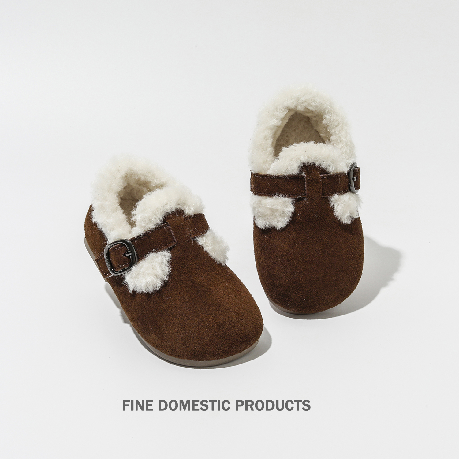 真皮保暖童鞋女童棕色棉鞋软底宝宝棉鞋2025秋冬款儿童勃肯鞋6858