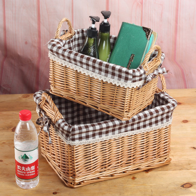 非草编藤编竹编，柳编桌面耳朵收纳筐大小号柳条编织置物筐可定做