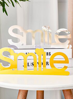 简约 Smile 镜面字母摆饰家居桌面拍摄道具装饰摆件