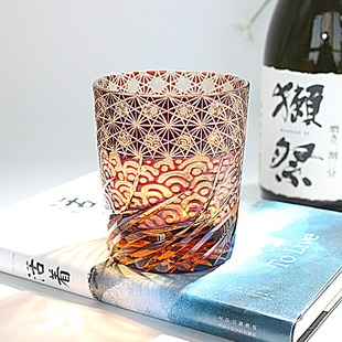 水晶玻璃杯威士忌酒杯洋酒杯洛克杯日本江户切子手工家用礼品 日式