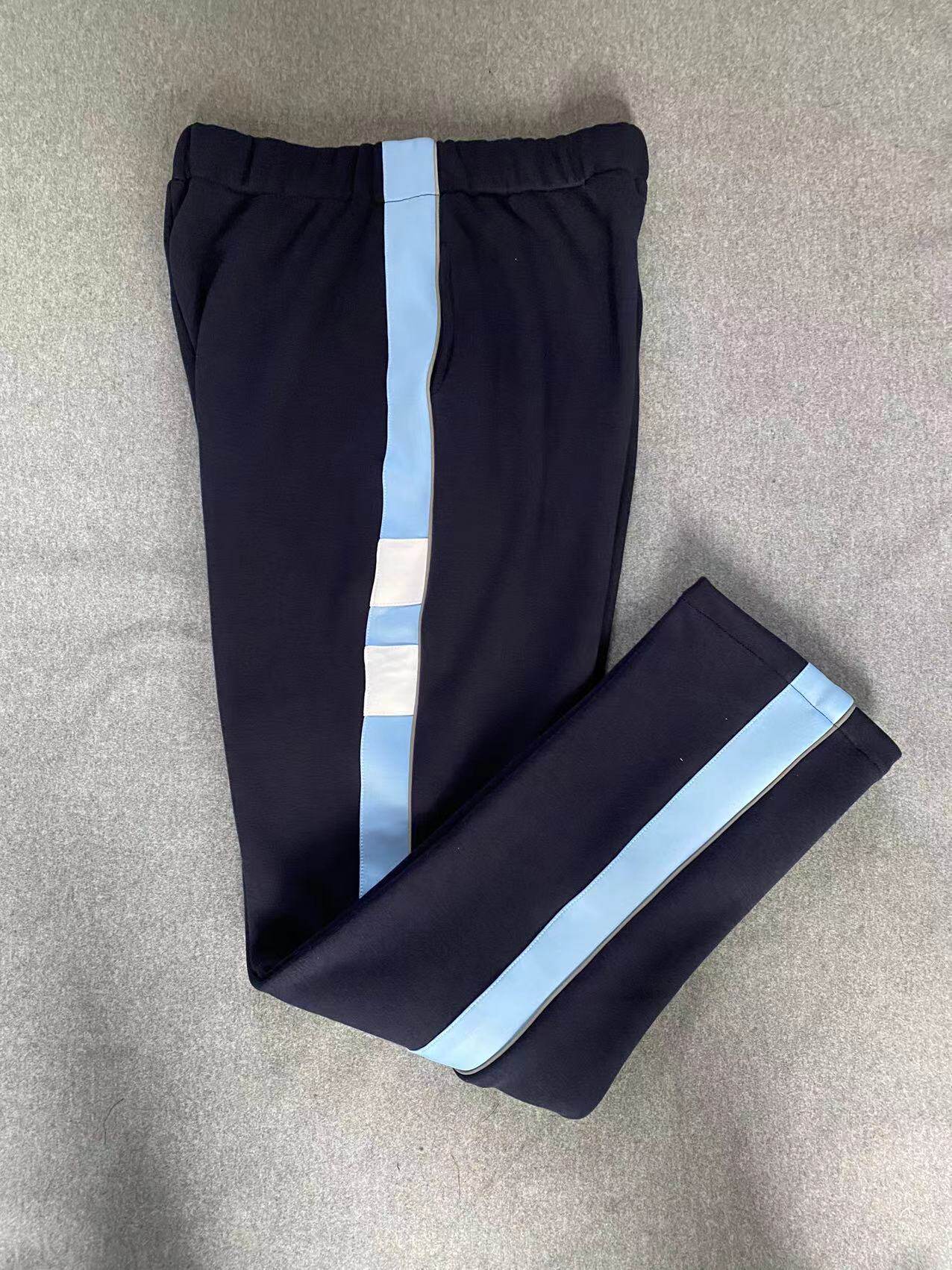 CUSTOM-MADE SPRING AUTUMN AND WINTER UNI SWEATPANTS NAVY BLUE STITCHING 4 CM LIGHT BLUE WHITE GRAY REFLECTIVE STRIP PANTS