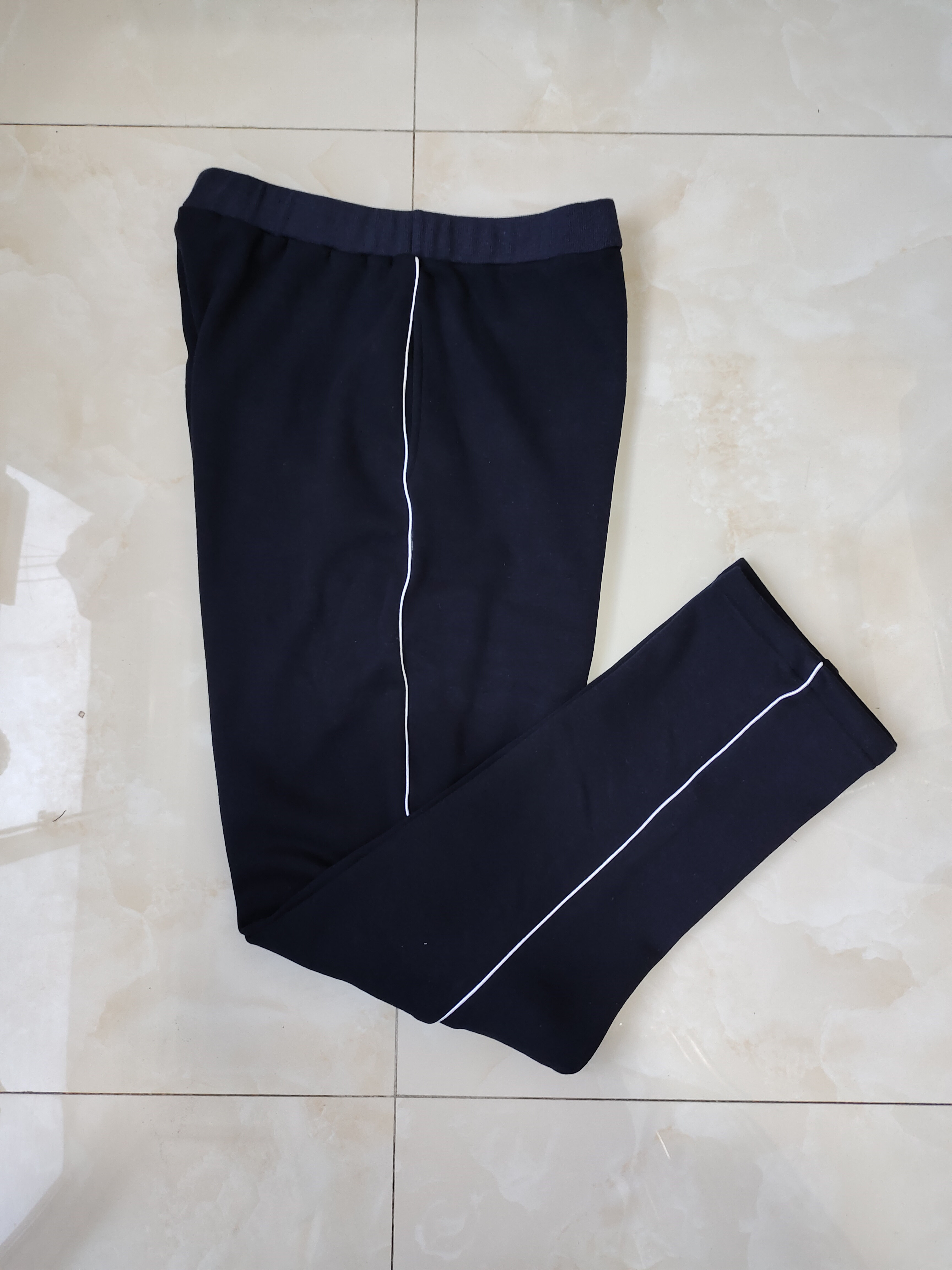 CUSTOM-MADE SPRING AUTUMN AND WINTER BOYS AND GIRLS SCHOOL PANTS THE SAME SWEATPANTS NAVY BLUE AND WHITE THIN STRIPES AND FLEECE THICKENED SLACKS
