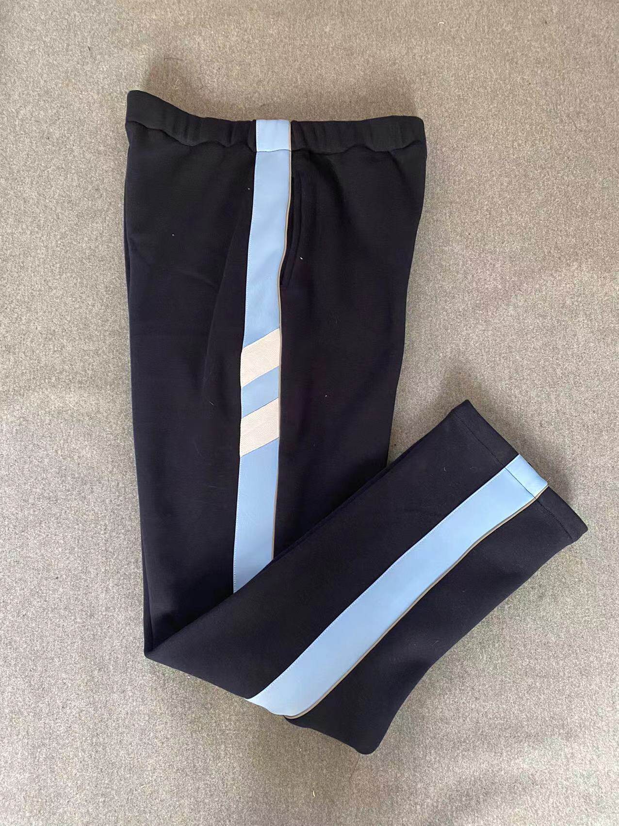 CUSTOM-MADE SPRING AUTUMN AND WINTER UNI SWEATPANTS NAVY BLUE STITCHING 4 CM LIGHT BLUE WHITE GRAY REFLECTIVE STRIP PANTS