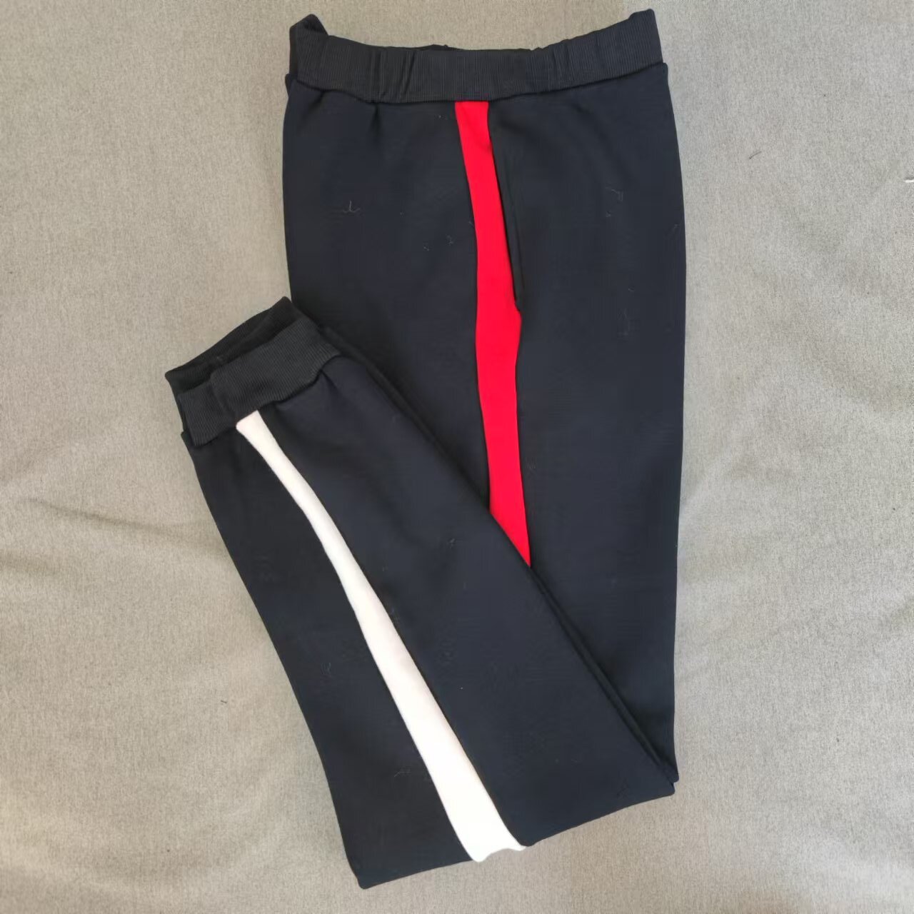 CUSTOM-MADE SPRING AUTUMN AND WINTER SCHOOL PANTS FOR BOYS AND GIRLS THE SAME SWEATPANTS NAVY BLUE STITCHING RED AND WHITE WIDE BAR FLEECE SWEATPANTS