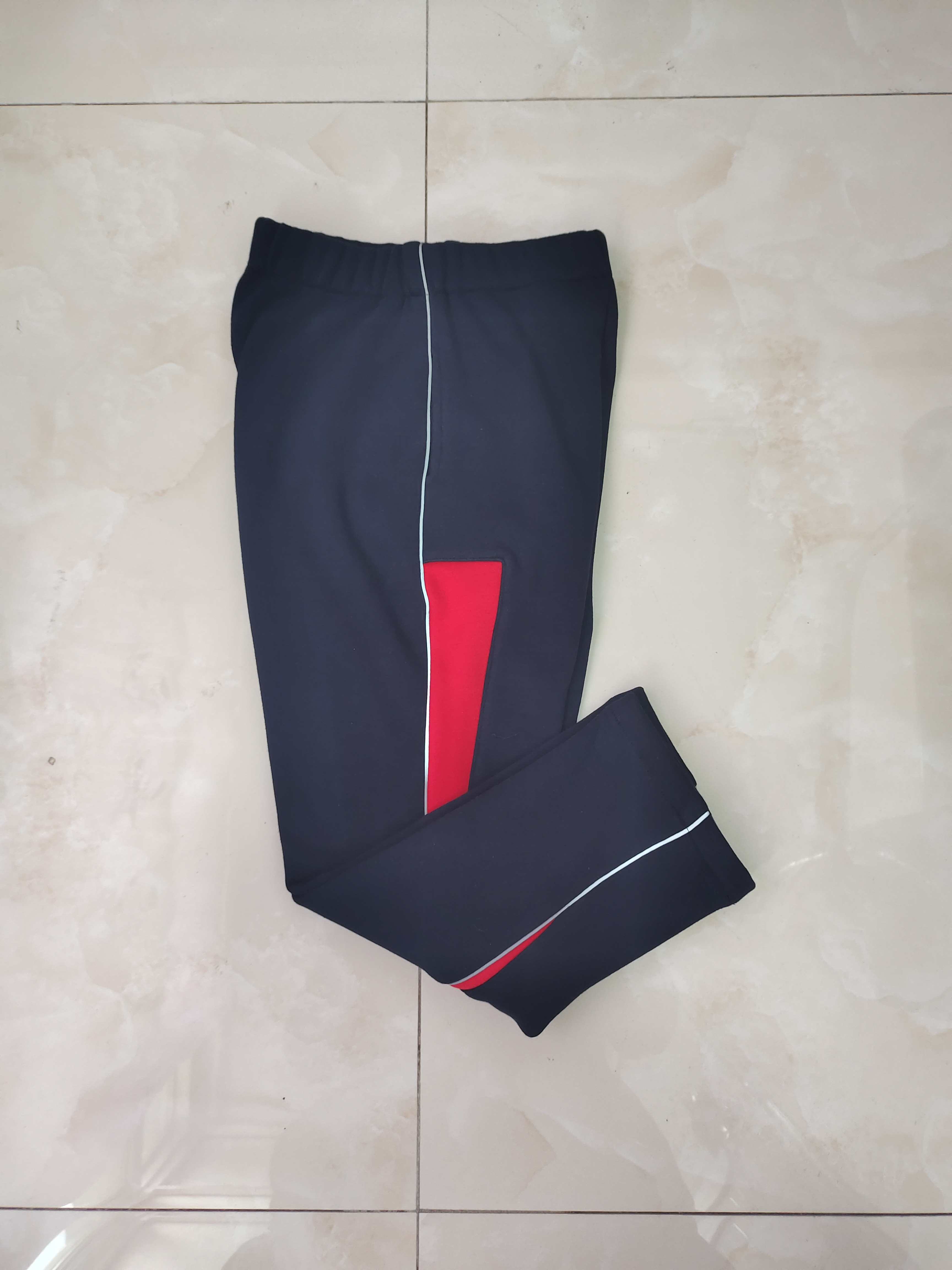 CUSTOM-MADE SPRING AUTUMN AND WINTER BOYS AND GIRLS SCHOOL PANTS THE SAME SWEATPANTS NAVY BLUE STITCHING RED TRIANGLE AND GRAY REFLECTIVE STRIP PANTS