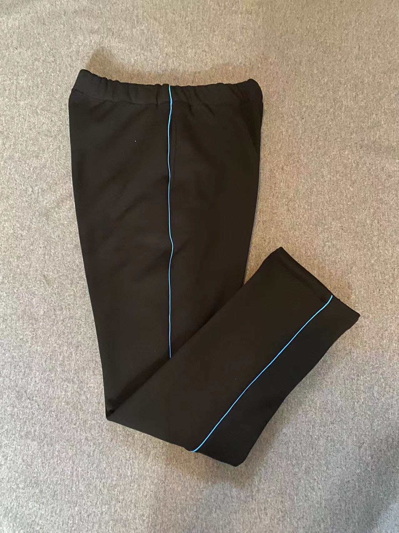 CUSTOM-MADE SPRING AND AUTUMN BOYS AND GIRLS SCHOOL PANTS THE SAME SPORTS PANTS NAVY BLUE PLUS BLUE THIN STRIPE VELVET THICKENED COTTON SWEATPANTS