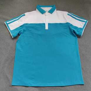 定做夏季 运动短袖 浅蓝色拼接白色翻领休闲运动POLO衫 T恤 男女同款