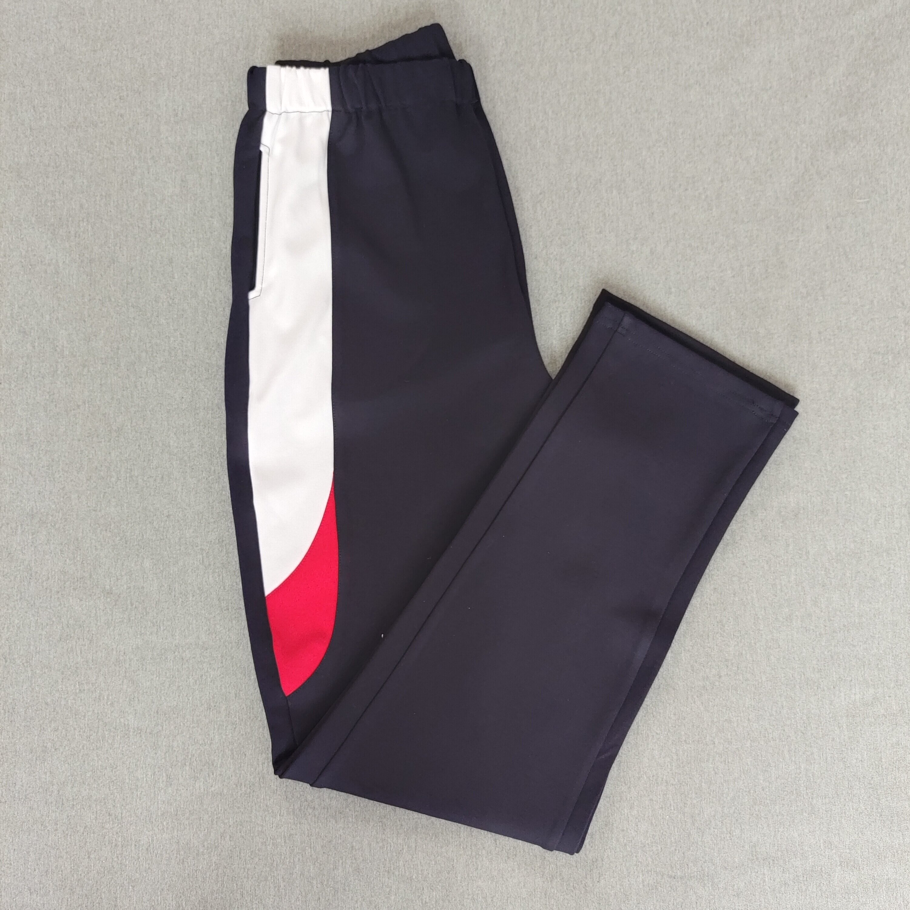 CUSTOM-MADE SPRING AUTUMN AND WINTER UNI COTTON SWEATPANTS NAVY BLUE PATCHWORK RED AND WHITE TRIANGLE FLEECE SWEATPANTS