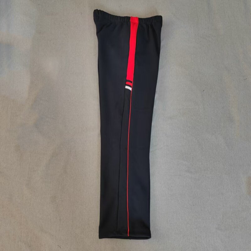 CUSTOM-MADE SPRING AUTUMN AND WINTER BOYS AND GIRLS SCHOOL PANTS THE SAME SWEATPANTS NAVY BLUE STITCHING RED AND WHITE BARS PLUS RED THIN STRIPES AND FLEECE PANTS