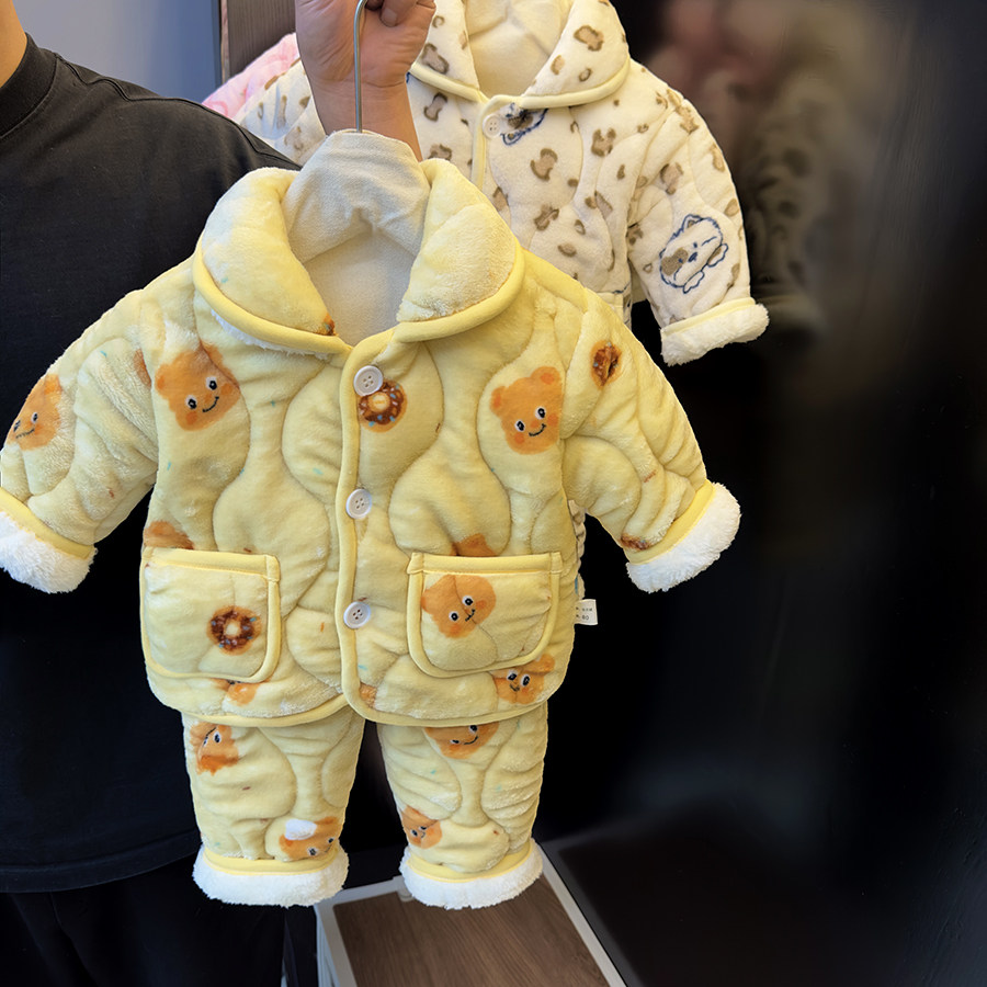 童装25冬季新款夹棉加厚保暖套装婴幼童超软小棉袄棉裤两件套可爱,童装/婴儿装/亲子装,家居服套装,淘宝优惠券,粉丝福利购,淘宝优惠卷