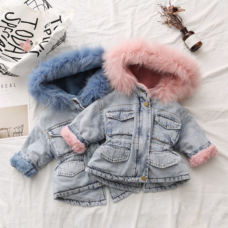 girl 2019 winter cotton-padded jacket baby thickening Hezi Fur collar coat Children Plush cowboy cotton-padded clothes Western style Cottonin the Children/Baby/Family fitted , Cotton-padded jacket/Padded  category - from Buy2taobao.com to provide professional Taobao agent buy service