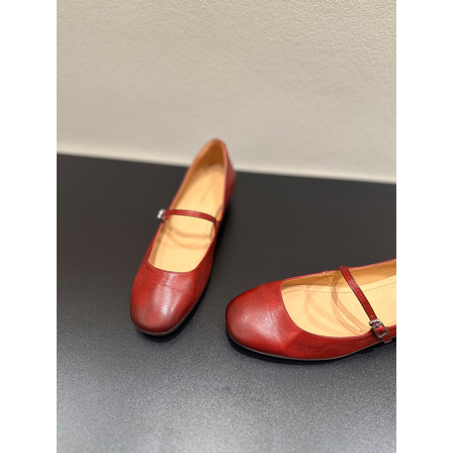 TMEIXI真皮复古圆头浅口单鞋女春一字扣带平底芭蕾舞鞋玛丽珍女鞋,女鞋,玛丽珍鞋,淘宝优惠券,粉丝福利购,淘宝优惠卷