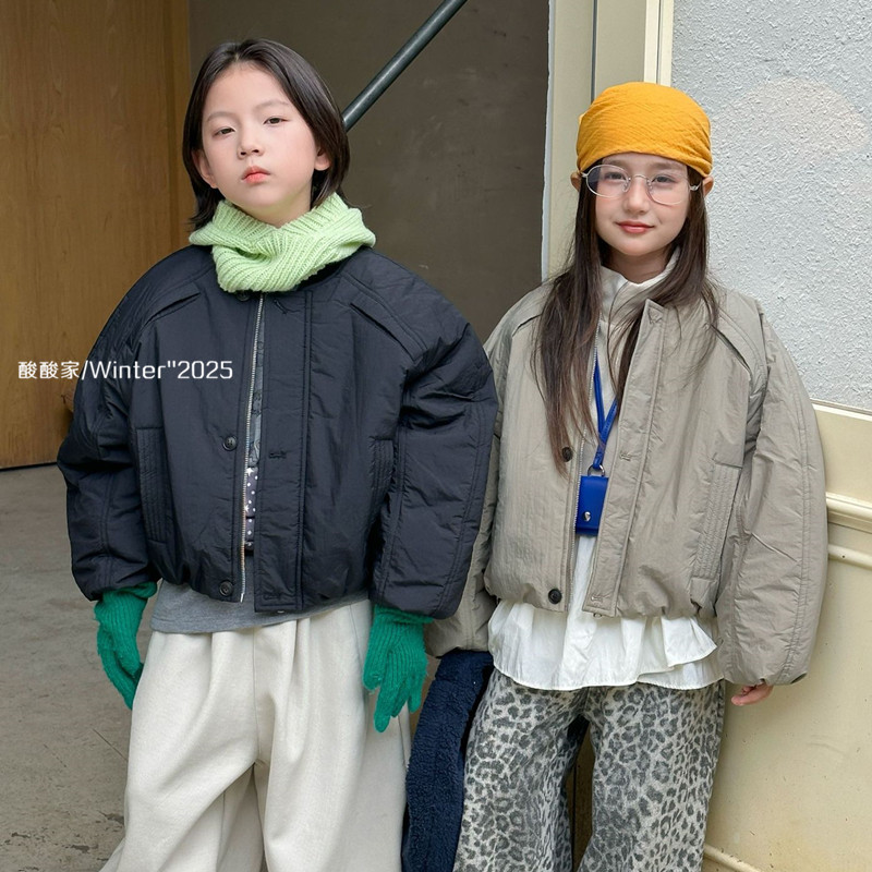 儿童潮酷加棉短款外套冬季新品韩版男女童机车面包服保暖棉服洋气