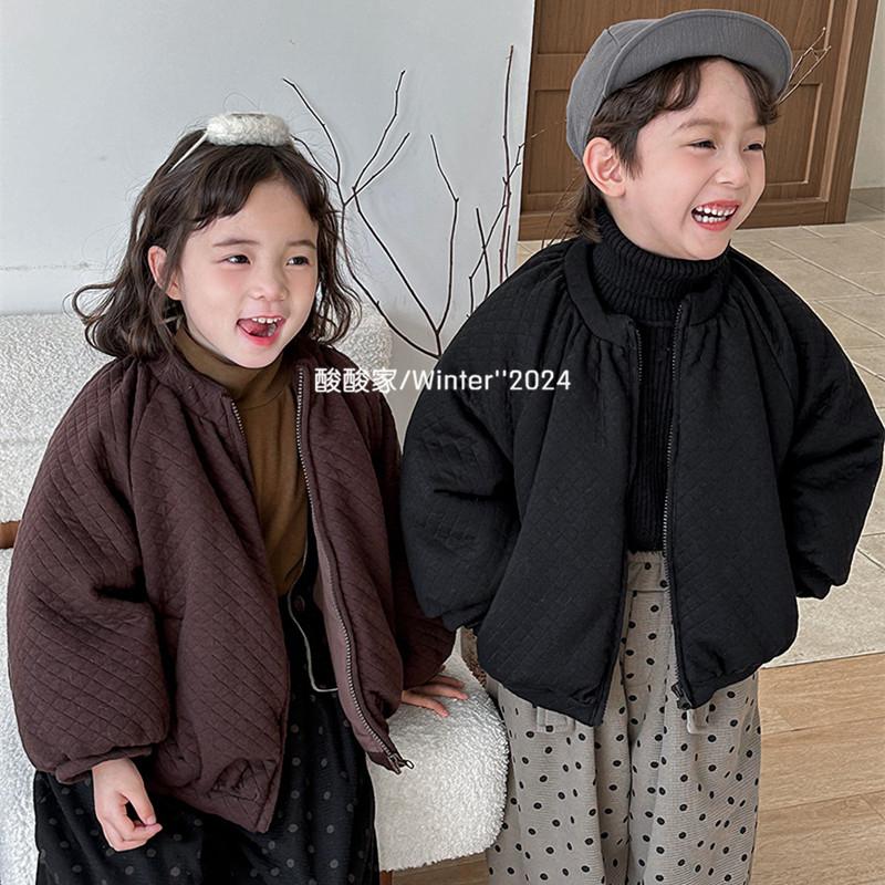 儿童小方格子棉袄夹棉外套