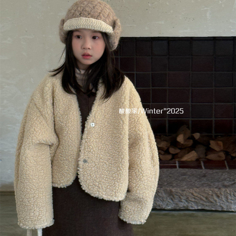 女宝宝短款时髦圆领毛毛衣冬季新品女童杏色百搭上衣羊羔毛外套潮,童装/婴儿装/亲子装,普通外套,淘宝优惠券,粉丝福利购,淘宝优惠卷