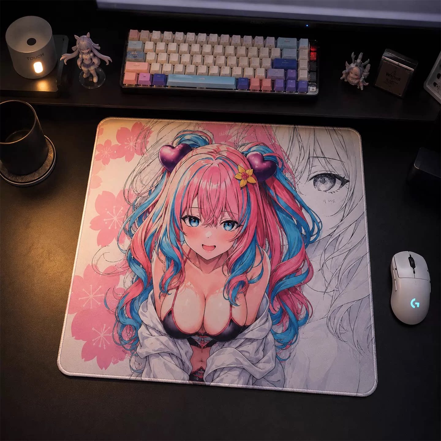 Saku studio鼠标垫 绀碧 樱二次元粉色少女鼠标三角洲FPS短TTK