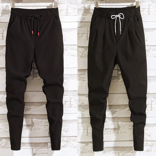 子男秋冬季 精神小伙裤 加绒休闲长裤 潮流小脚哈伦裤 子 男修身 网红裤