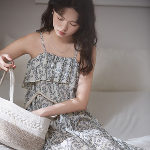 马克公主吊带睡裙女夏2026新款纯棉无袖复古宽松显瘦小碎花睡衣裙