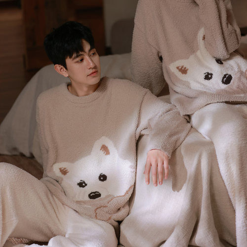 马克公主可爱情侣半边绒秋冬睡衣