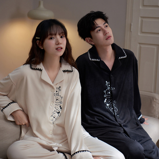 马克公主海岛绒情侣睡衣女可爱卡通加厚加绒秋冬季高级感家居服男