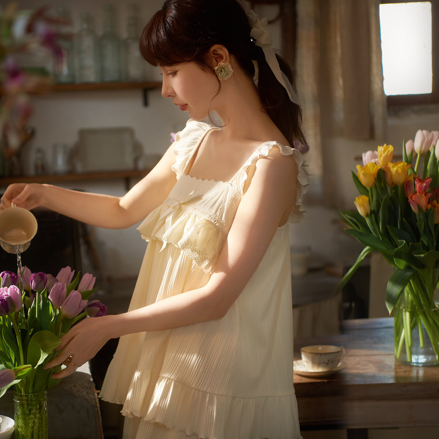 马克公主吊带睡衣女夏季纯棉薄款可爱公主风夏天少女背心短裤套装