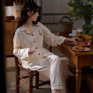 马克公主超柔软纯棉睡衣女春秋长袖大码慵懒风休闲卡通家居服套装