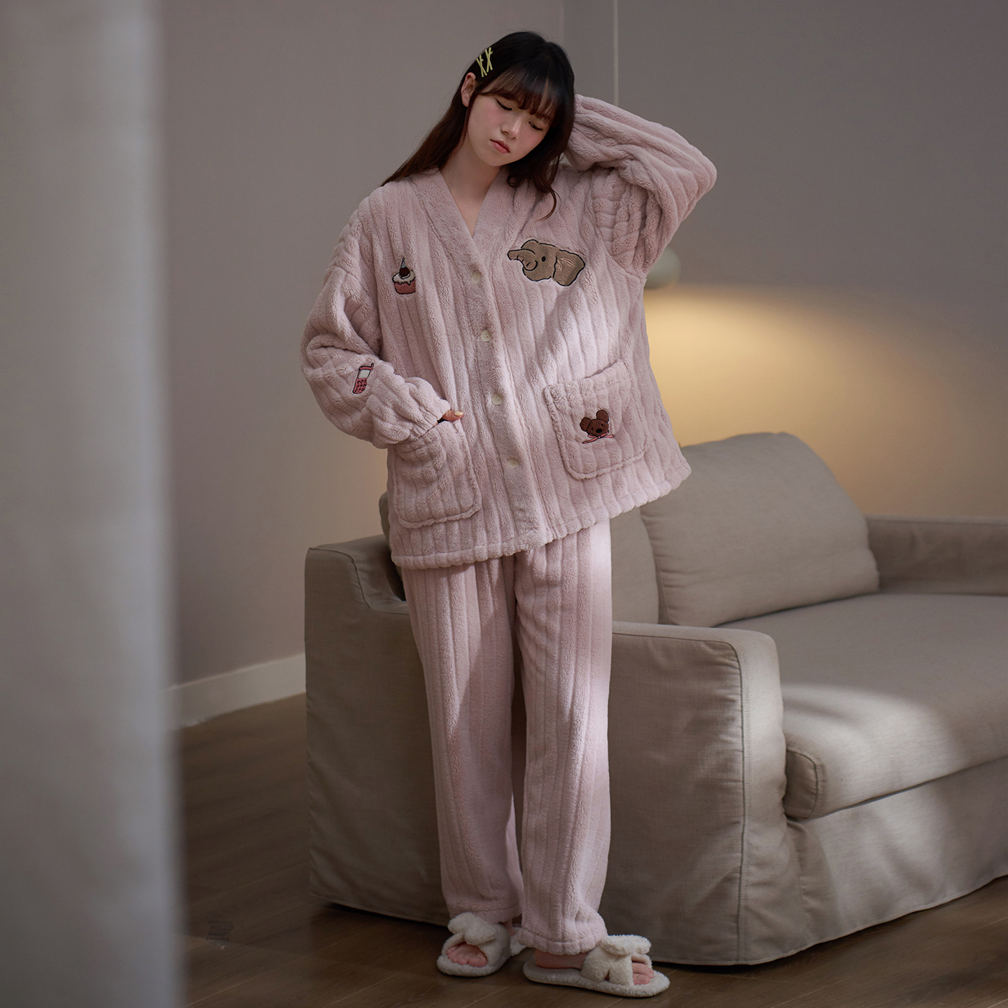 马克公主可爱珊瑚绒保暖毛绒睡衣