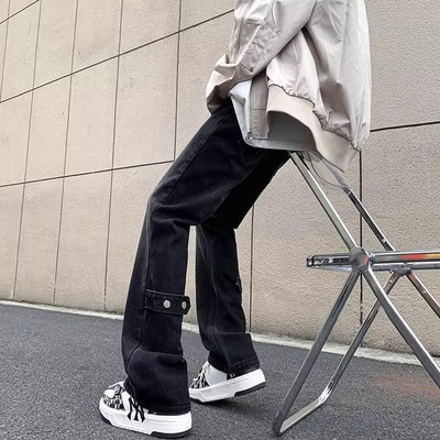 潮标蒂微喇牛仔裤男宽松直筒