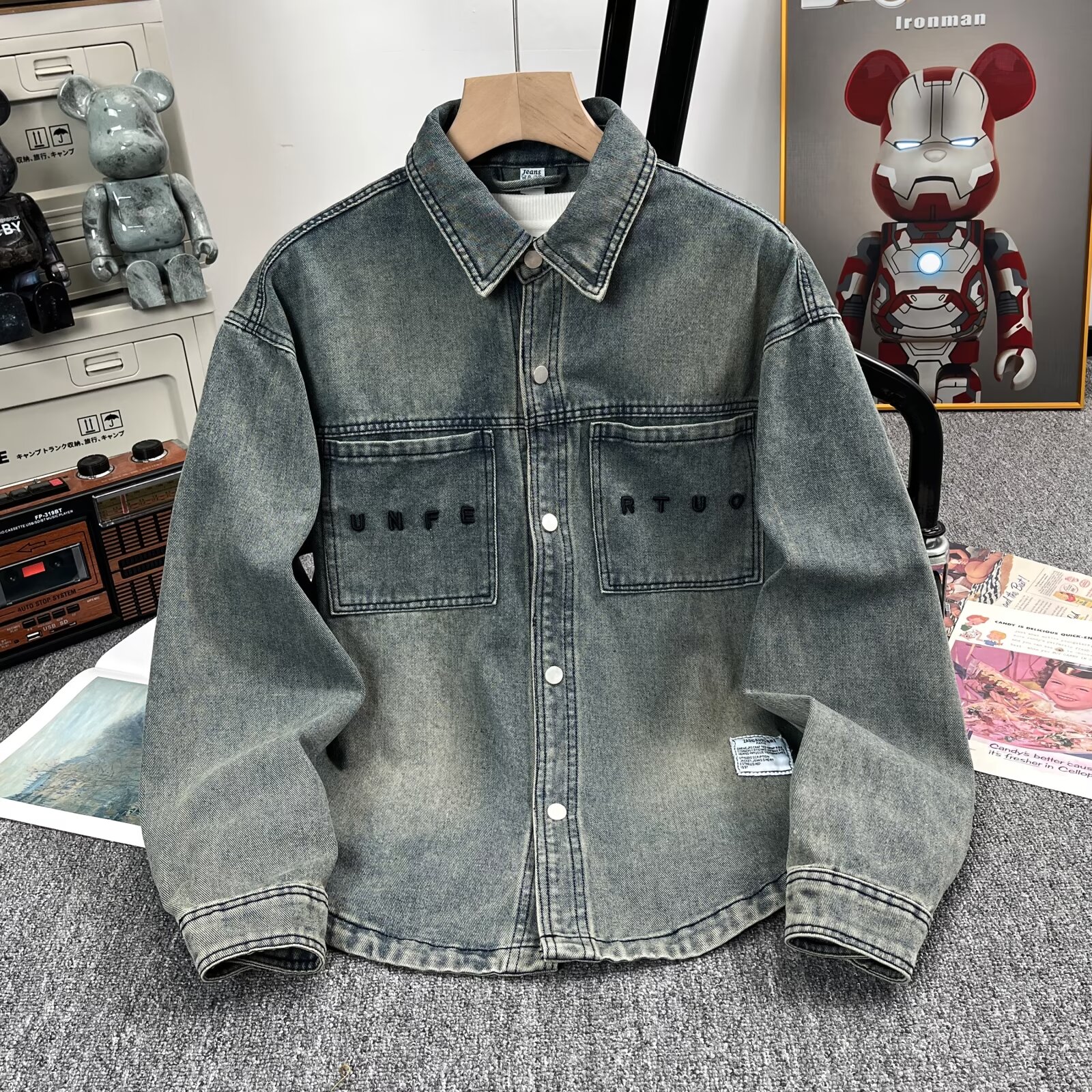 青少年牛仔外套男春秋款美式复古