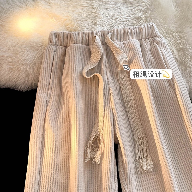 灯芯绒编织绳直筒裤秋新款学生韩版阔腿裤男女102B-K192P45加绒55,男装休闲裤,星座102B