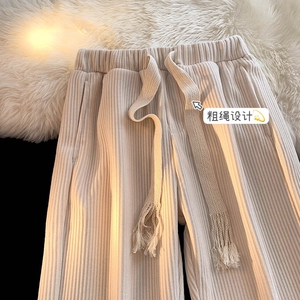灯芯绒编织绳直筒裤秋新款学生韩版阔腿裤男女102B-K192P45加绒55图片