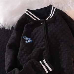 双层原版华夫格棒球服男女秋冬美式潮夹克痞帅外套102B-M6008P68图片