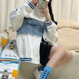 牛仔刺绣拼接工装夹克男女日系情侣装潮牌宽松外套102B-JK333P78，男装夹克，星座102B
