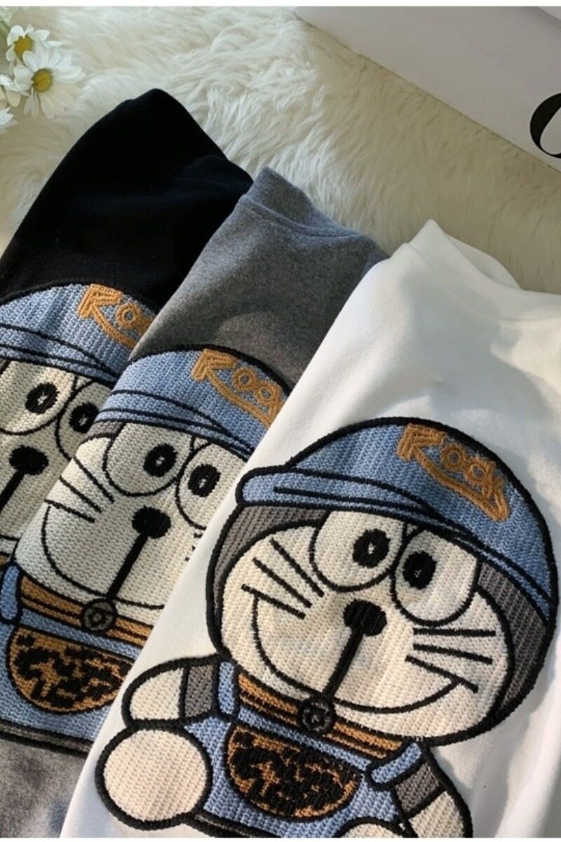 220克棉重工卡通keiti猫刺绣T恤韩版圆领短袖男女102B-T404P30,男装T恤,星座102B
